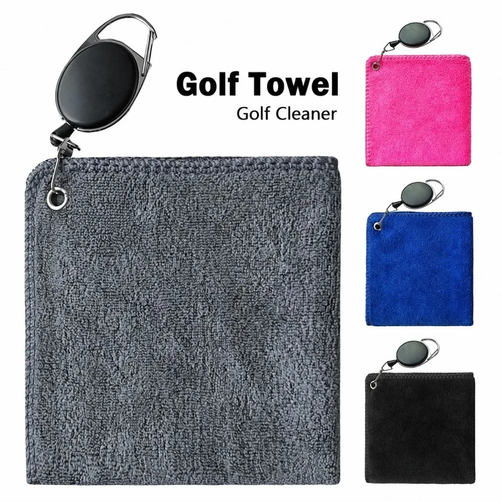 Durable Microfiber Golf Towel with Retractable Hook Quick Drying Golf Wipe Cloth Absorbent Golf Cleaner Golf Supplies
