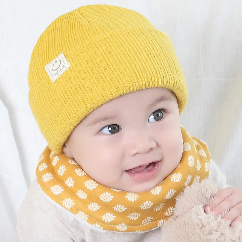 Winter Baby Knitted Beanie Hat Warm Kids Wool Cap Fashion Smile Face Mother Kids Hat Newborn Children Accessories For Boys Girls