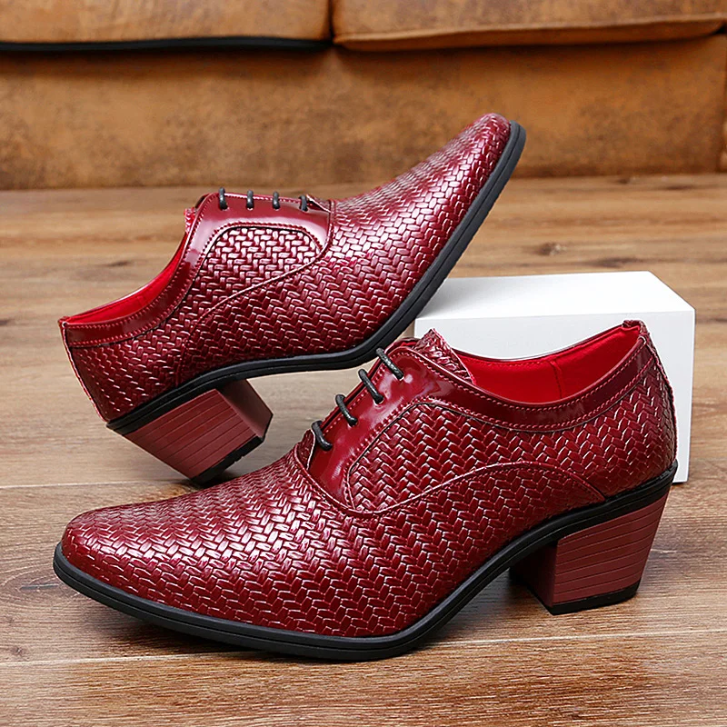 

New Fashion Men Formal Dress Oxfords High Heel Mens Casual Shoes Party Dressing Evening Sneakers Pointed Toe Wedding Shoes