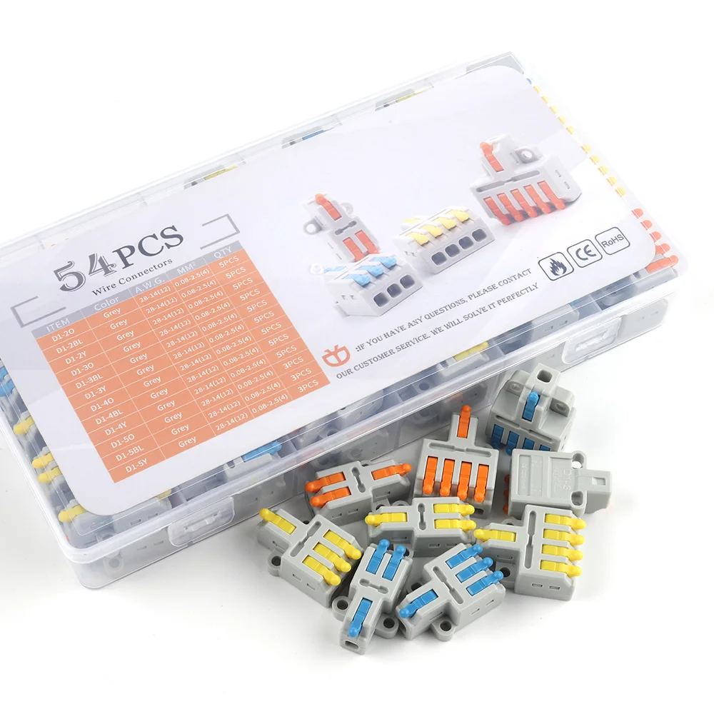 Schneller Drahtverbinder-Kit, steckbarer elektrischer Klemmenblock, universelle Hebel-Verkabelungsverbinder für den Kabelanschluss, 28–12 AWG