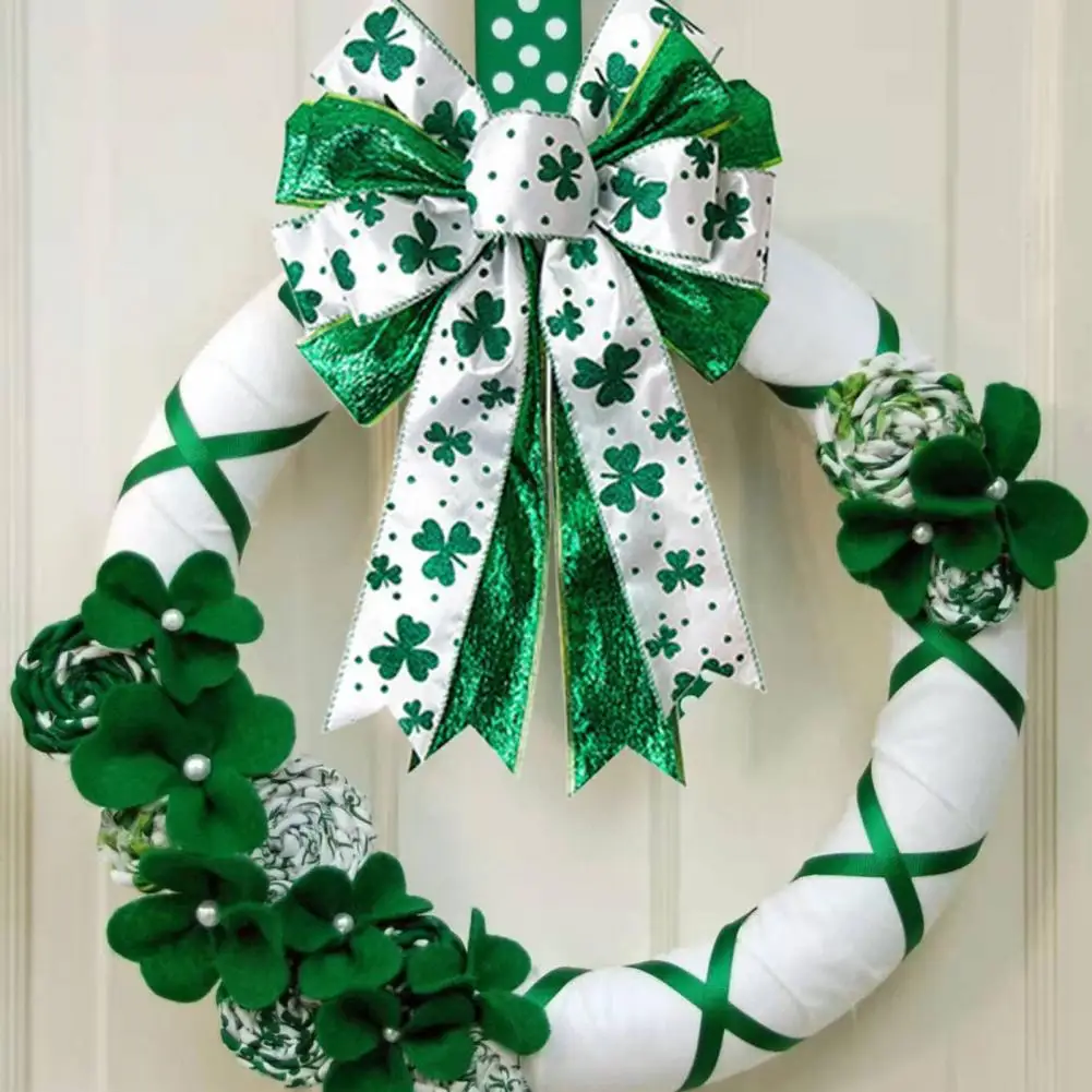 Never Withering Day Bow Large Glitter Shamrock Bow for 's Day Decor Irish Holiday Ribbon Bow for Wreath