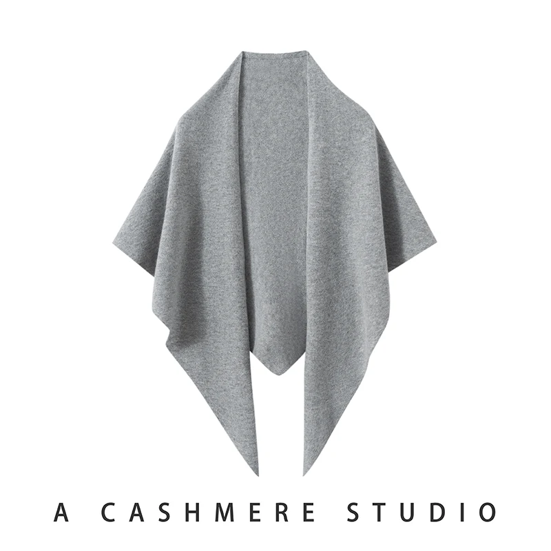 Szal damski ze 100% kaszmiru, prosty styl, trójkątne szale, jesienno-zimowa, jednolita dzianina kaszmirowa, luksusowy szal