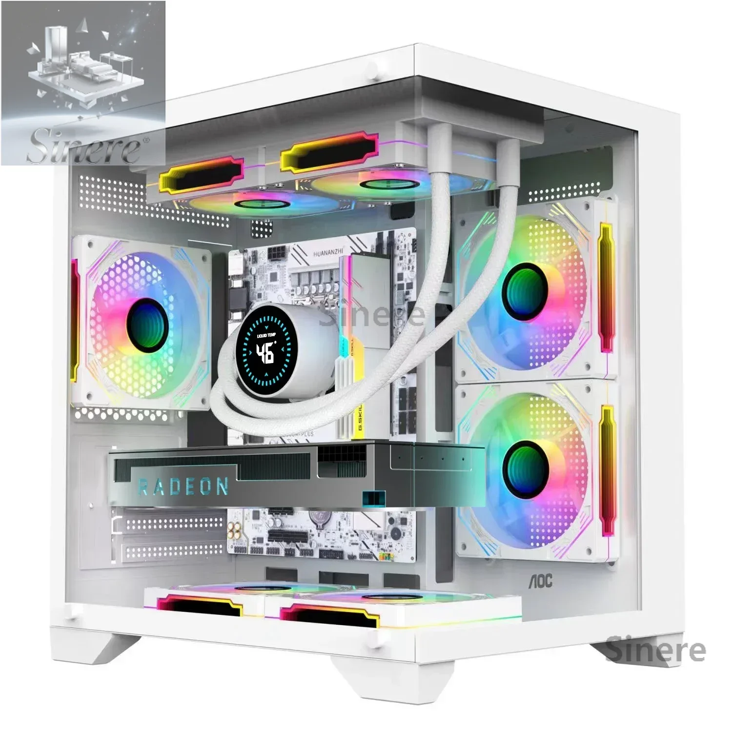 

AY Pillarless Sea View Room MINI Computer Chassis Desktop M-ATX Full Side Transparent DIY Shell itx White