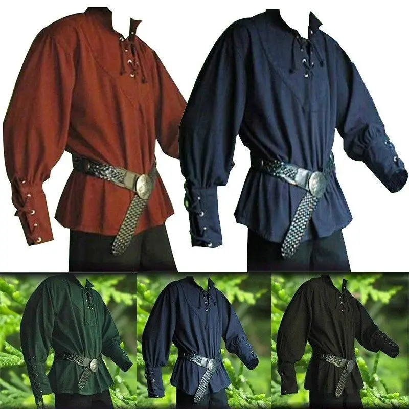 Mittelalter liches Hemd klassische Renaissance Vermieter Top Männer Cosplay Kostüm Multi