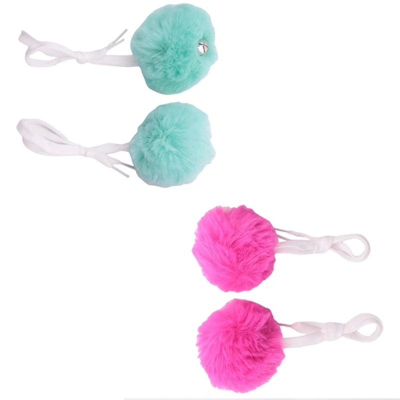 4 Pcs Large Roller Skate Pom Poms Women Girls Princess Tie-On Roller Skate Pom Poms