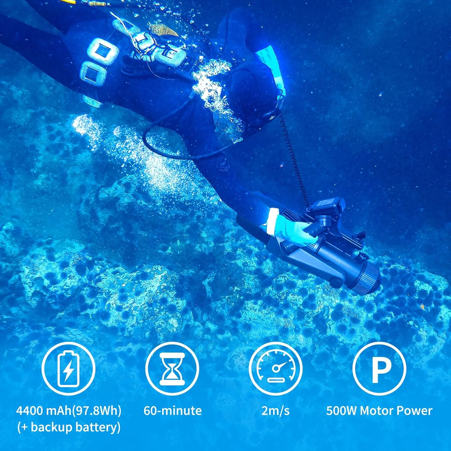 سكوتر Camolech 500W للبالغين تحت الماء: بطاريات مزدوجة قابلة للإزالة طويلة العمر بقدرة 4400 مللي أمبير في الساعة، حمام سباحة/بحر، محرك SUP كهربائي لاحتياجات المياه #3
