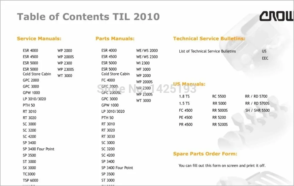 

Crown Forklift Parts and Repair 2010