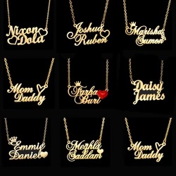 Acheerup Gepersonaliseerde Dubbele Naam Ketting Voor Vrouwen Rvs Aangepaste Hart Zirkoon Crown Kerst Sieraden Paar Gift