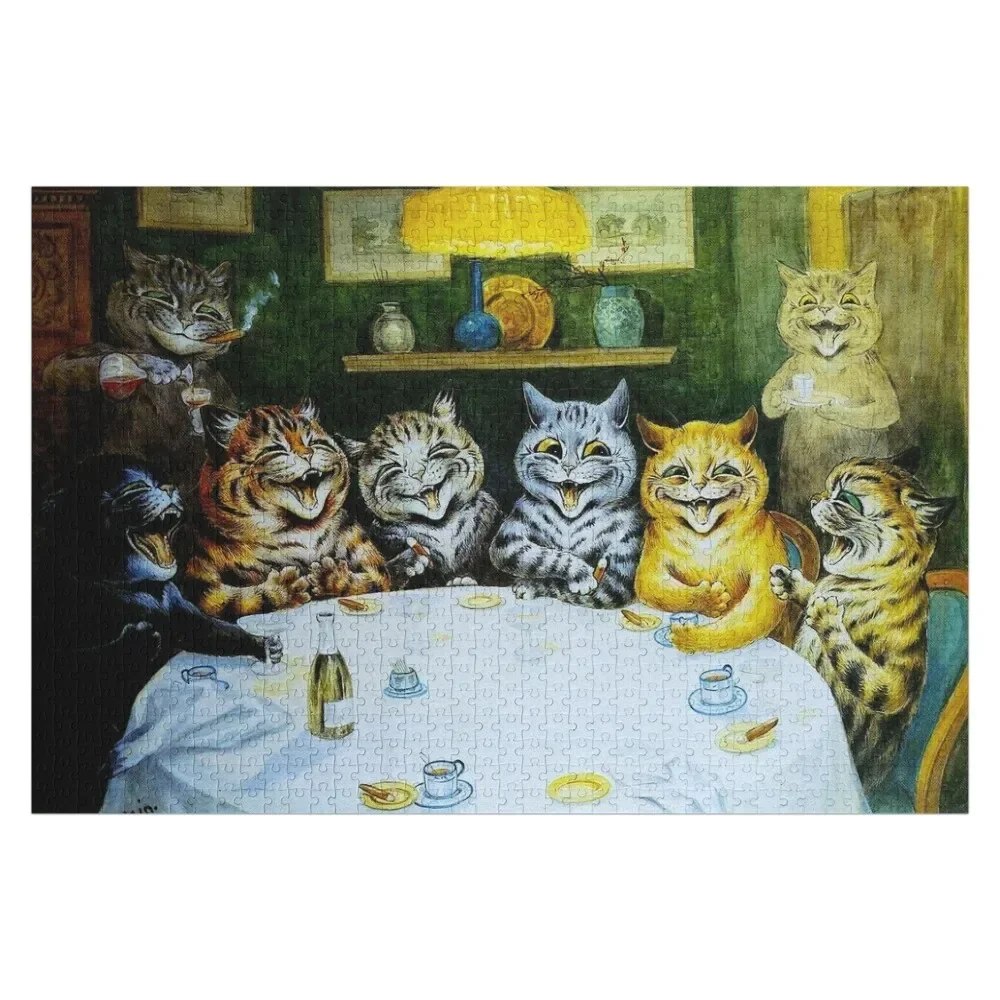 

CATS AFTER DINNER : Vintage Art Painting by louis Wain Print Jigsaw Puzzle Toddler Toys With Personalized Photo Puzzle