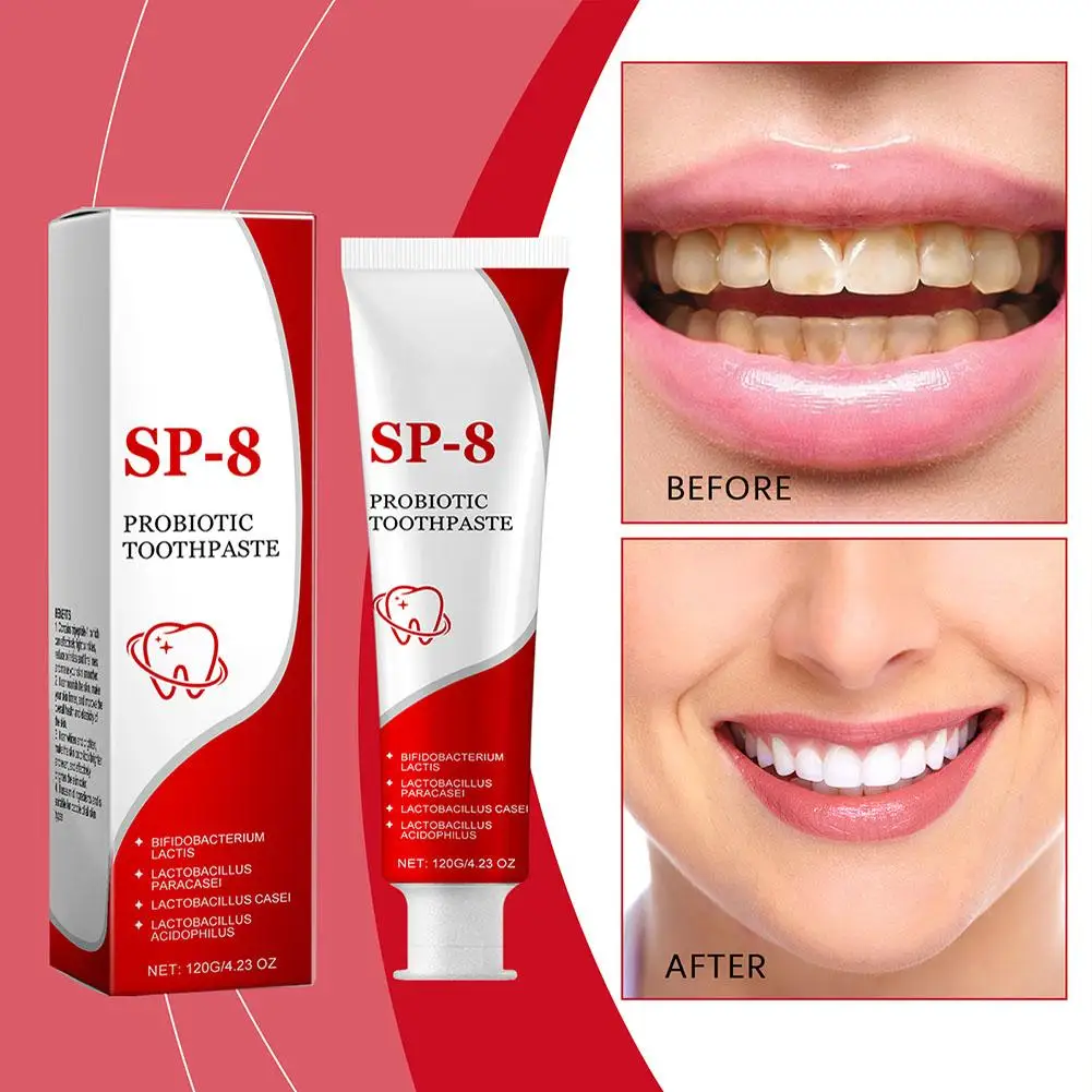 SP-8 Probiotic Whitening Toothpaste Remove Plaque Stains Cleaning Dental Care Oral 100g Fresh Hygiene Breath Products M3R7