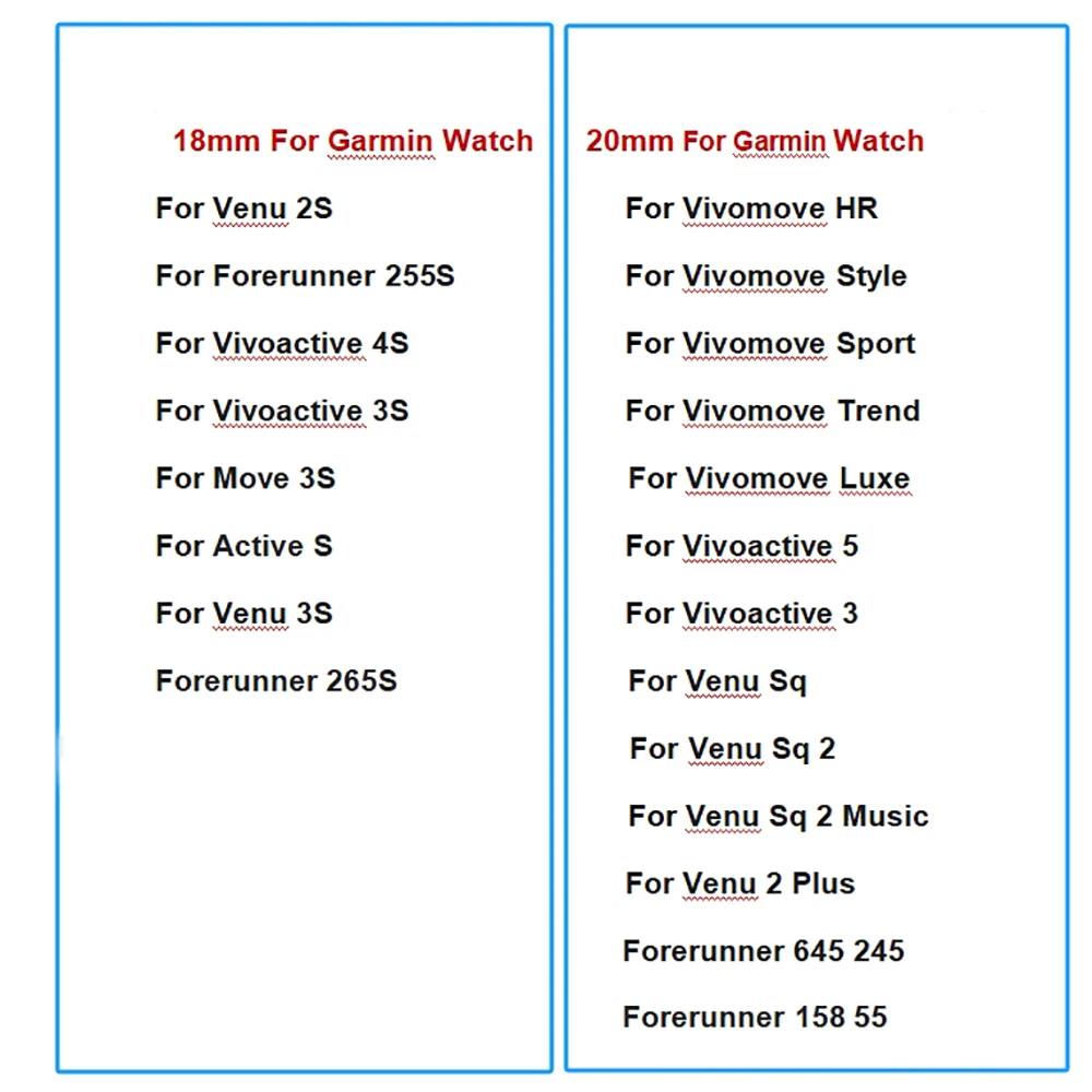Cinturino per orologio intelligente in pelle sintetica da 18/20mm per Garmin Venu3S 2S Vivoactive 4S Forerunner 265S 255S cinturino da polso