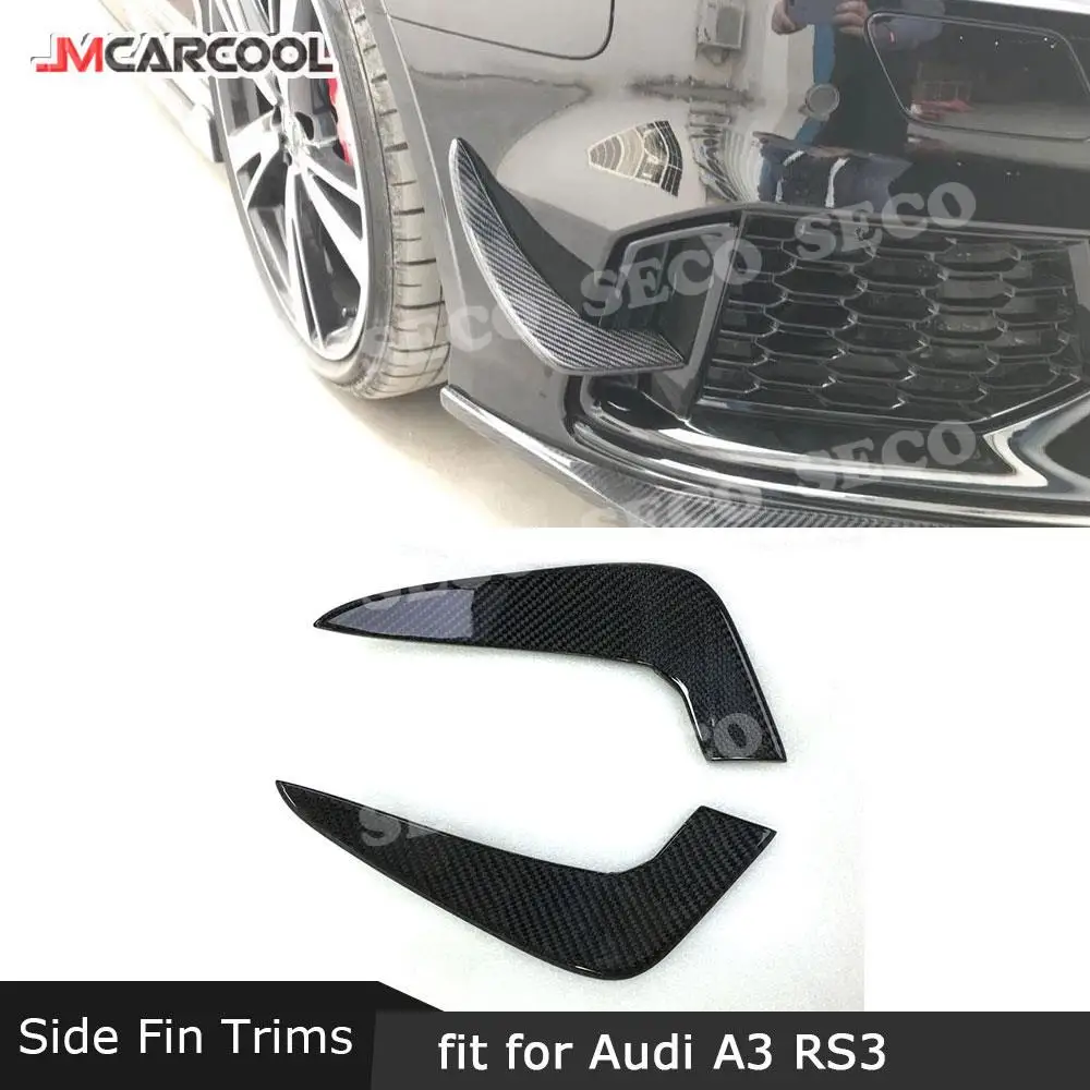 

Carbon Fiber Front Bumper Air Vent Side Canards Trims For Audi A3 RS3 Sedan Fins Shark Style Bumper Decoration Stickers 2PCs