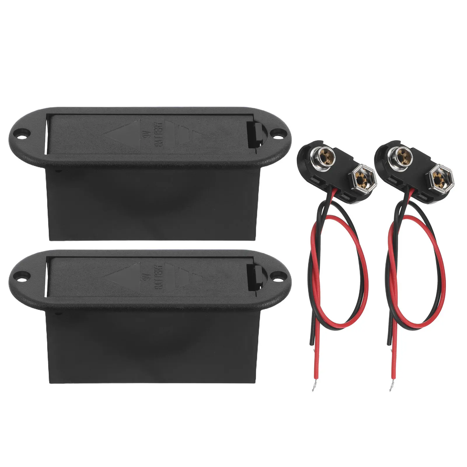 2Sets Guitar Bass Pickup Battery Box 9V Cover Holder Case with Sponge Prevent Rattling Electric Guitar Bass Accessories