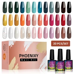 Phoenixy 20/12/10 Stuks Gel Nail Kit Professionele Gel Nagellak Set Pure Glitter Kleuren Gel vernis Semi Permanente Gel Polish Kit