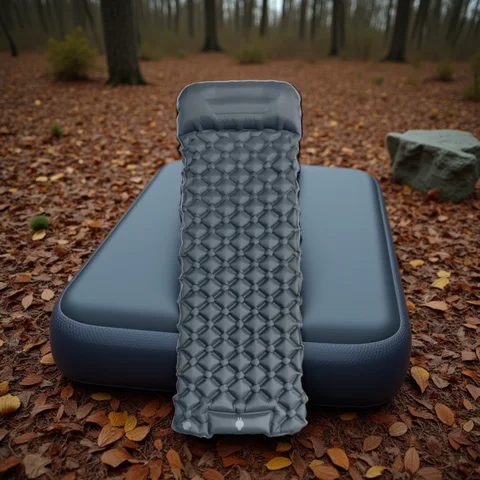 Açık Kamp Şişme Yatak Uyku Pedi Yastıklar Ile Ultralight Hava Mat Dahili Şişirme Pompası Yürüyüş