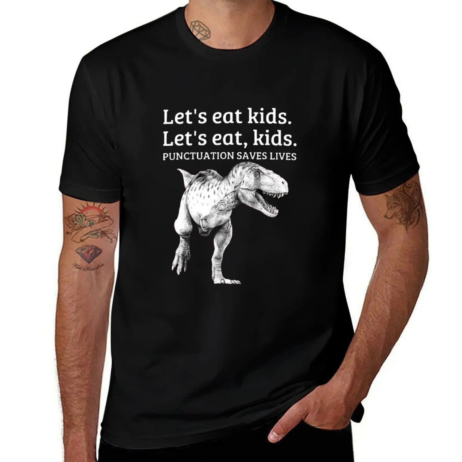 

Funny Let's Eat Kids Punctuation Saves Lives Grammar T-Shirt summer top anime shirt anime mens t shirts pack