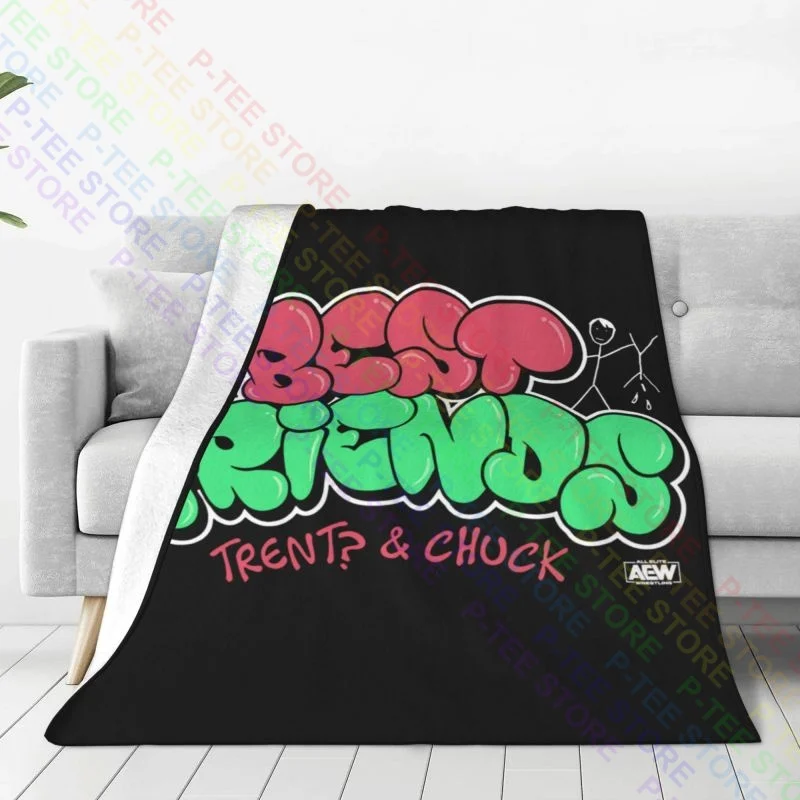 Aew - All Elite Wrestling Best Friends Logo Blanket Fluffy Bedroom Coral Fleece Skin Friendly Family Expenses