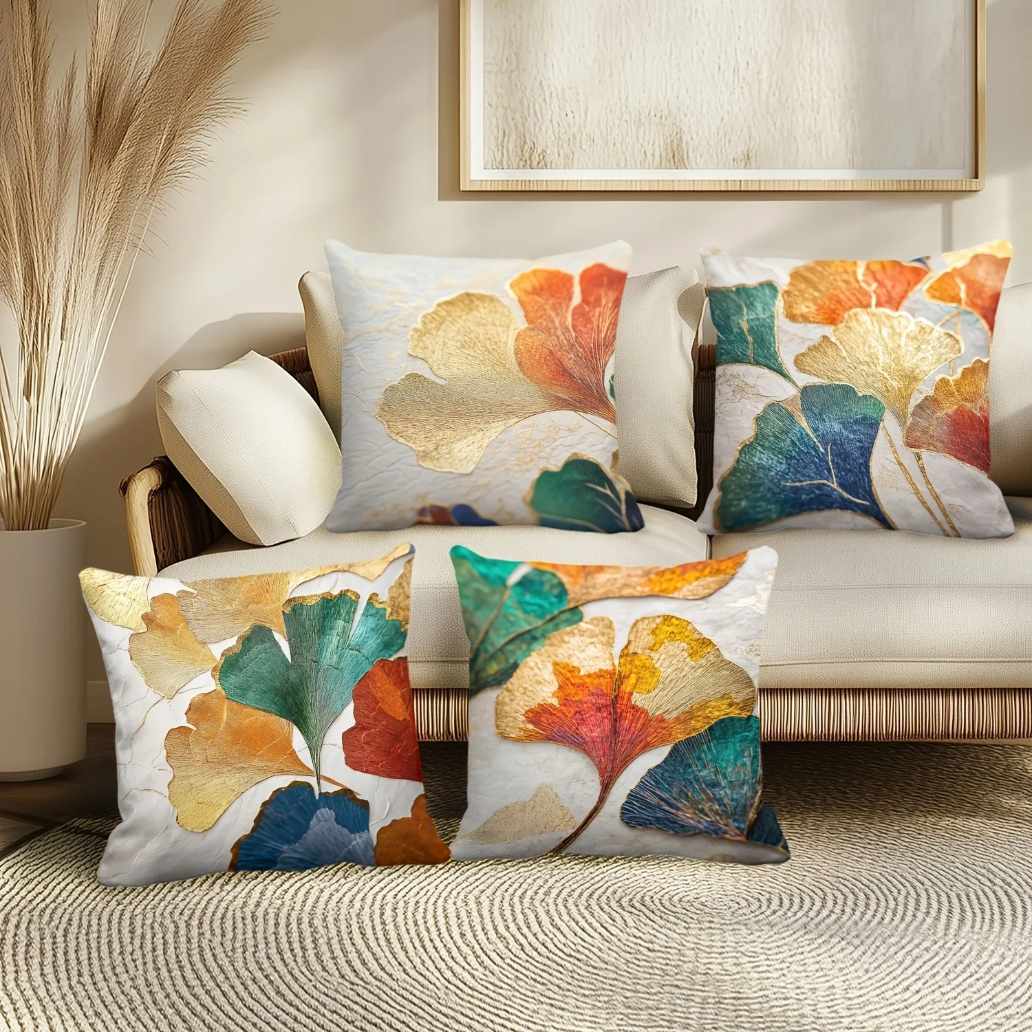 1 Stück Ginkgoblatt-Kissenbezug für Zuhause, Wohnzimmer, Schlafzimmer, Sofa, Büro, dekorativer Kissenbezug, weiche Kissen, 45 x 45 cm