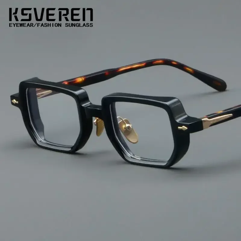 KSVEREN Personality Retro Glasses for men Square Frame Reading optical Acetate glasses for women reading prescription glasses