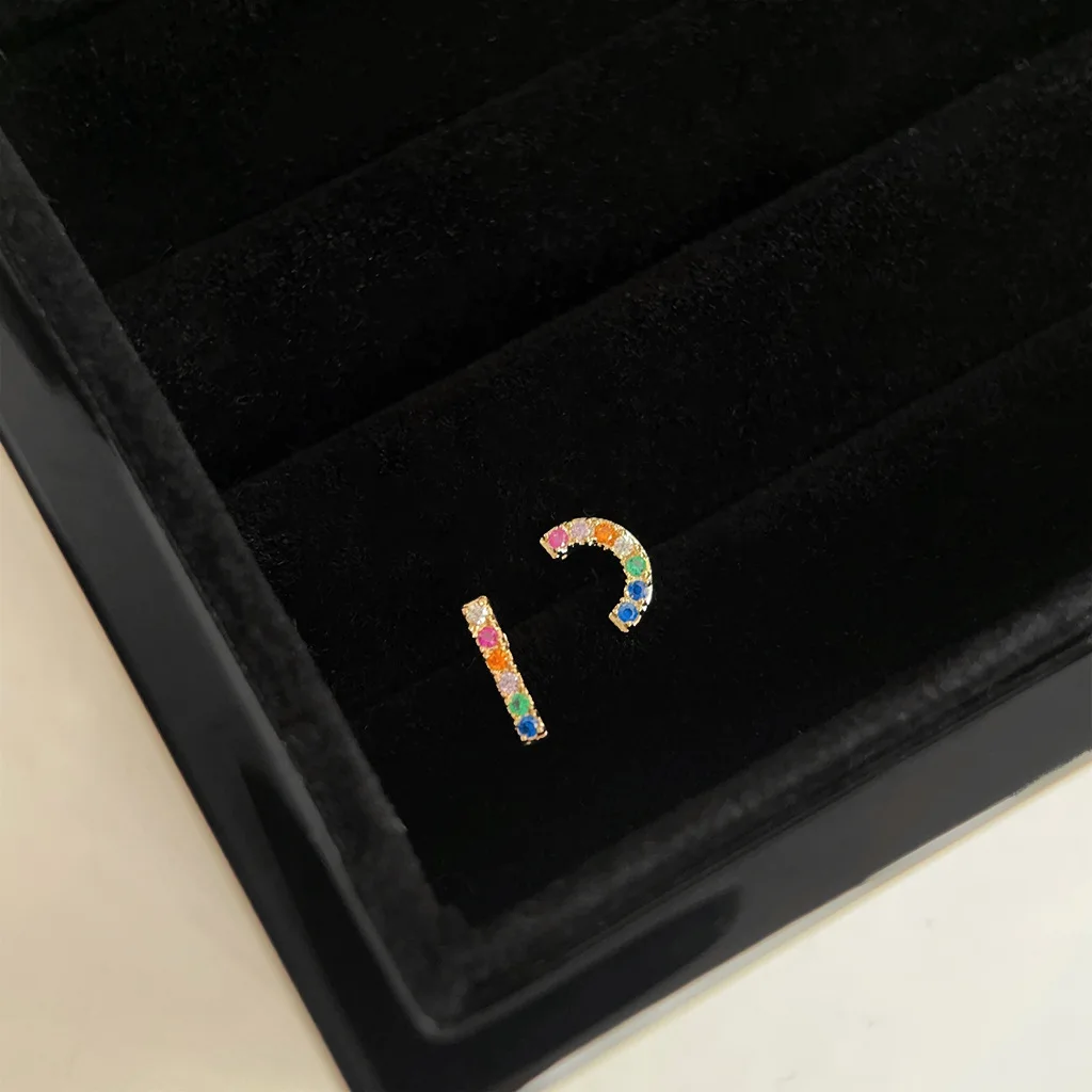 DIY accessories Ear hole color zircon geometric stud earrings excellent simplicity small design earrings light luxury versatile view 4