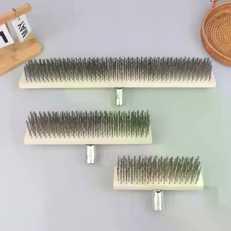 Multipurpose Steel Wire Deck Brush Head 20cm 30cm 50cm Heavy Duty Metallic Wire Brush For Patios Grime And Garage Floor