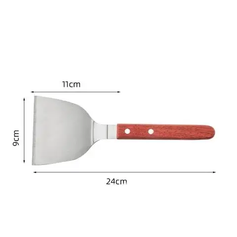 Wooden BBQ Steak Shovel Fried Handle Stainless Steel Spatulas Dough Cutter Potato Knife Pizza Grasping Cutters Kitchen Gadgets