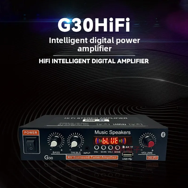 DurableG30 Car Bluetooth Power Amplifier 2 Channel 12V Remote Control TF Card U Disk Multi-purpose Intelligent Digital Power Amp