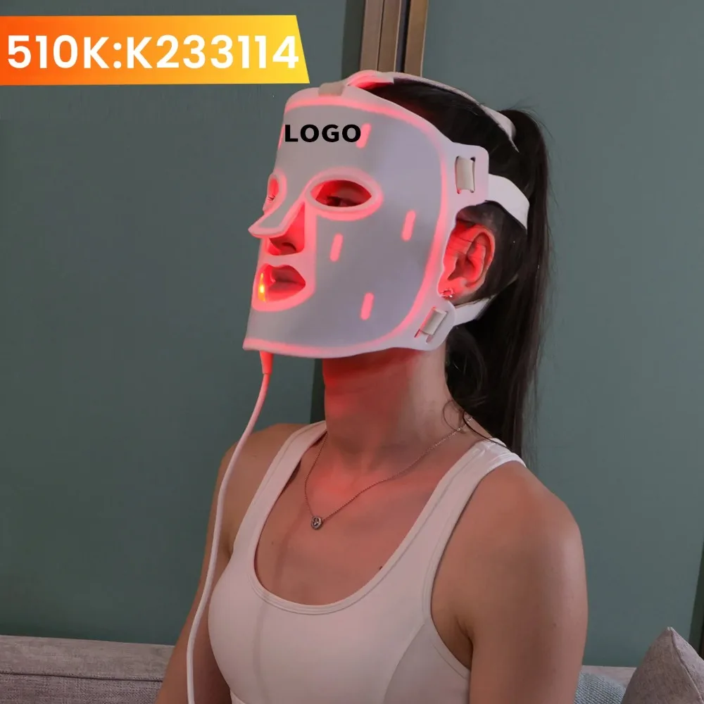 510K Professional Silicone Red Light Therapy Face Neck Mask Red Light Therapy Mask Led Facial Mask