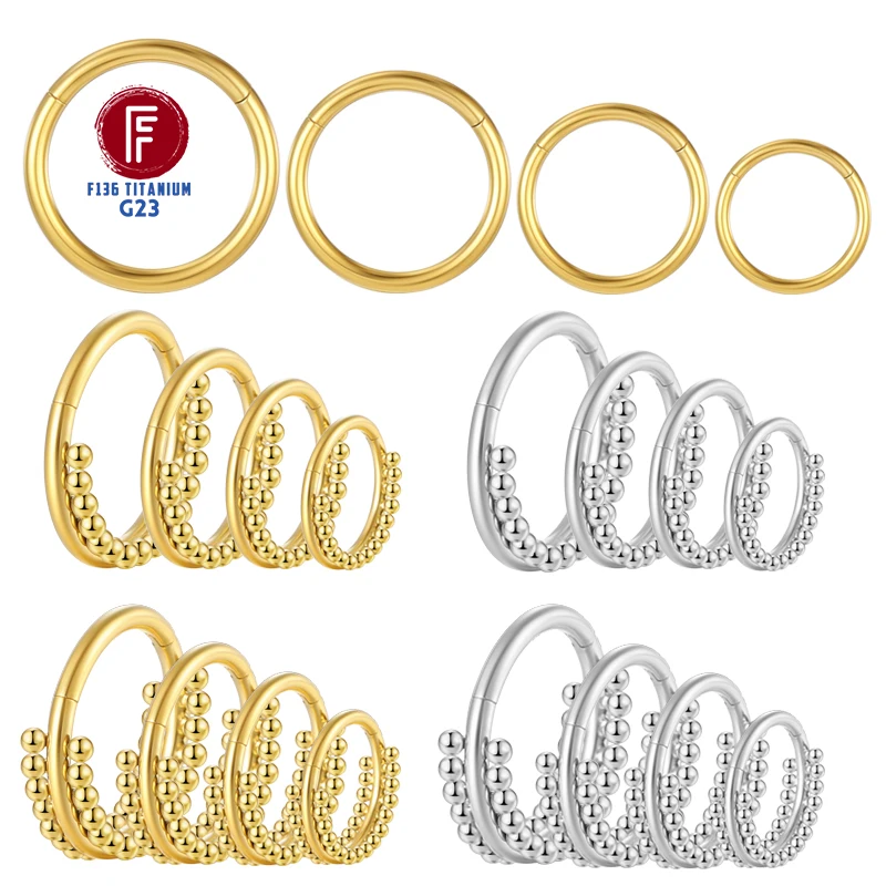 F136 Titanium Piercing bilateral Side beads Nose Ring 16G Hinged segment Zircon Cartilage Earring Tragus Piercing 6/8/10/12mm