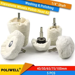 5PCS Buffing Wheel for Drill Flannelette Polishing Wheels Mixed Polish Head Kit with 1/4'' Shaft for Car Washing & Polishing