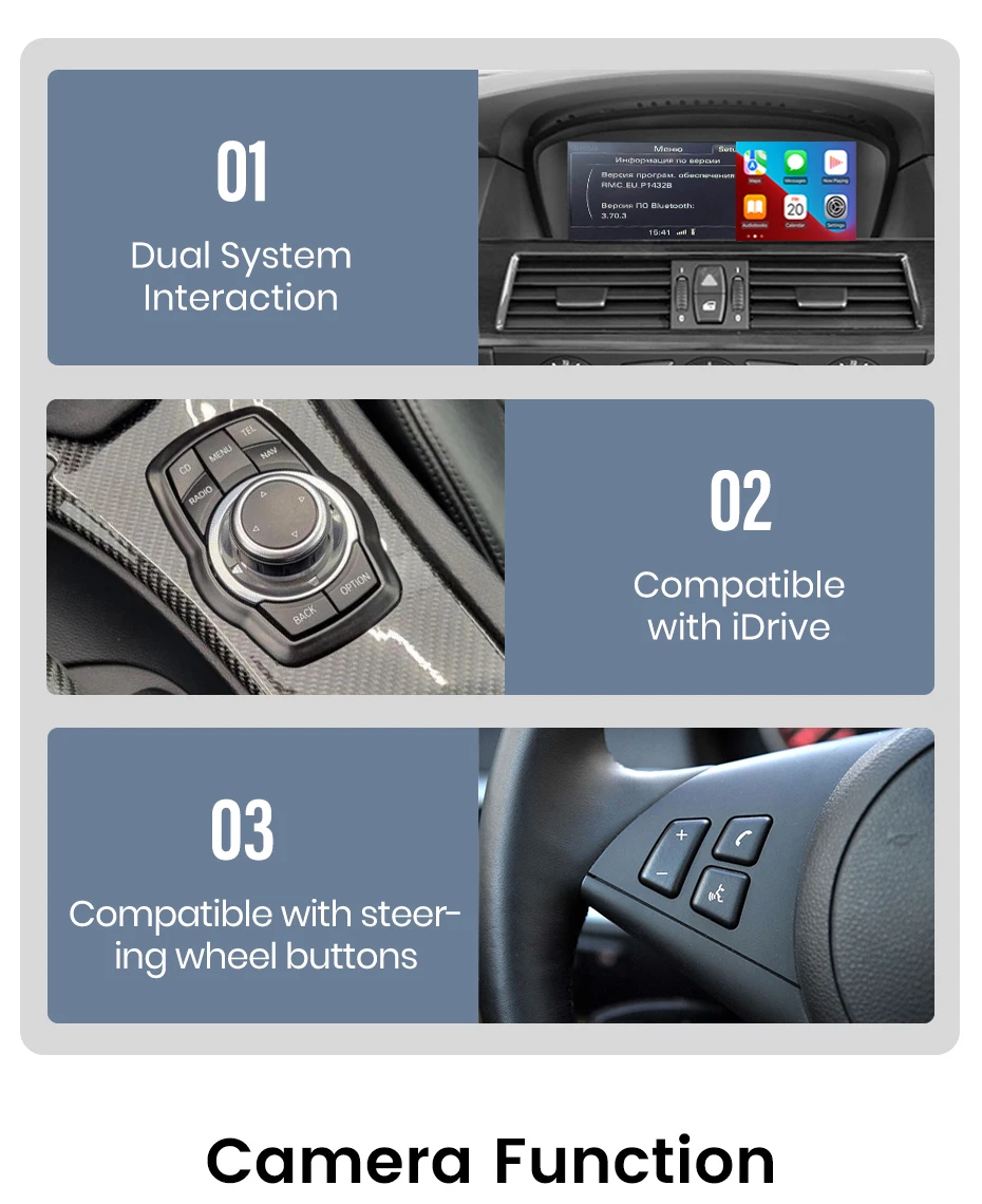 Junsun Wireless CarPlay Android Auto Interface Adapter Für BMW 3/5 Serie E60 E61 E62 E63 E90 E91 E92 E93 CCC/CIC MirrorLink – Detail 8