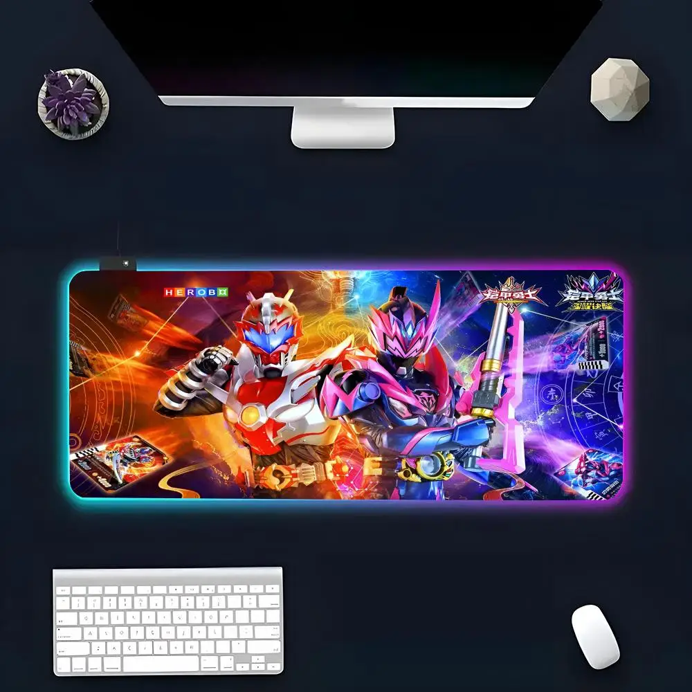 New Anime For Chinese A-Armor Hero Star Awakening Mouse Pad RGB Glow Personality Picture Custom PC Table Mat Carpet Mat Game Pla