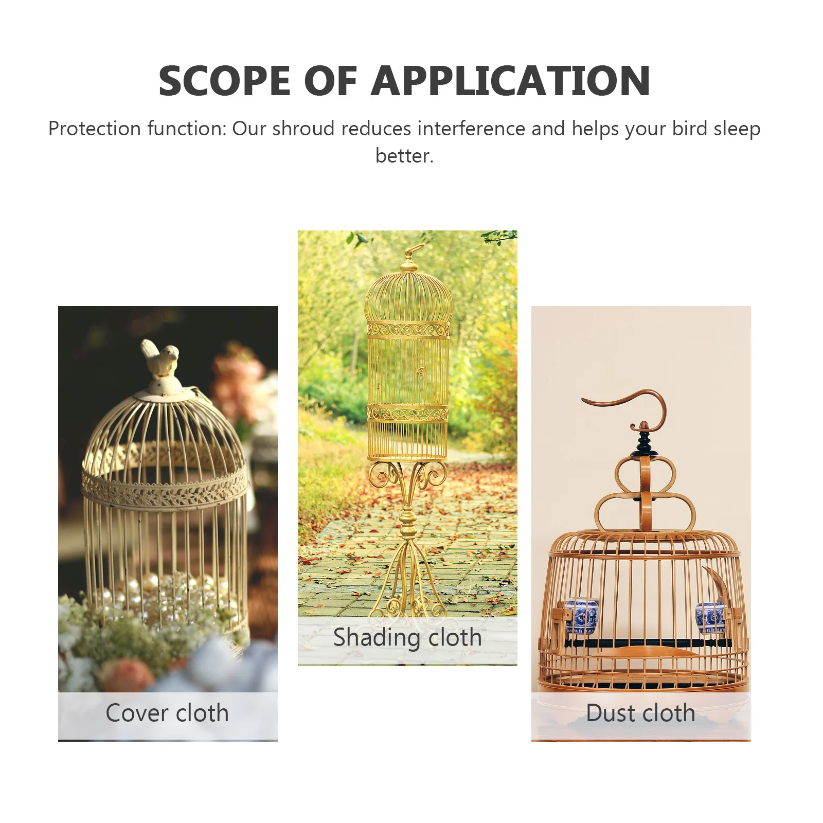 

Birdcage Cover Breathable Polyester Zipper Closure Windproof Rainproof Sunshine Protection Parrot Mesh Cage Accessory Shading