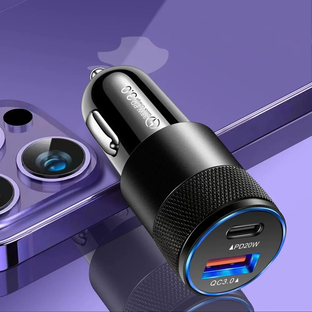 66W USB Car Charger Type C Fast Charging Phone Adapter For Xiaomi Huawei PD Phone Charger Car Adapter Socket Cigarette Lighter