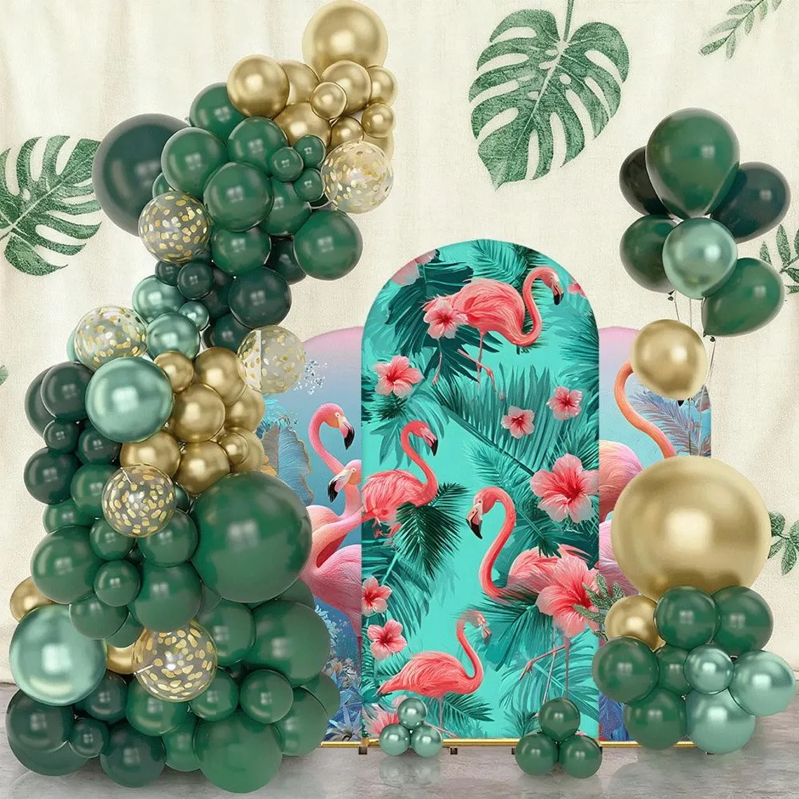 

LS 2-Sided Arch Cover Summer Hawaiian Flamingo Palm Tree DecorBackdrop Baby Shower Arch Wall Kid Birthday Party Prom Studio
