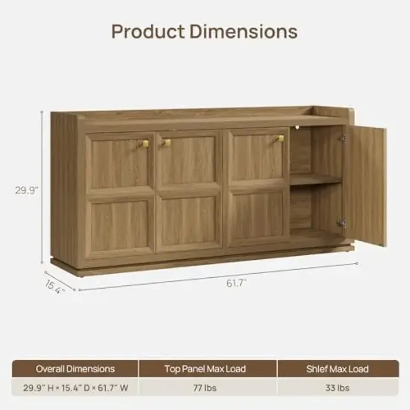 4-Door Buffet Cabinet, 61.7