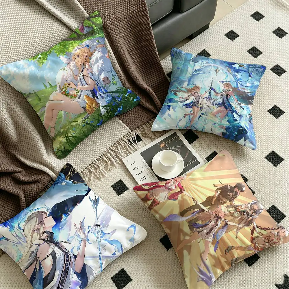 Wuthering Waves Cartethyia Pillow Covers Cartoon Sofa Decorative Home Double-sided Printing Short Plush Cute Cushion Cover