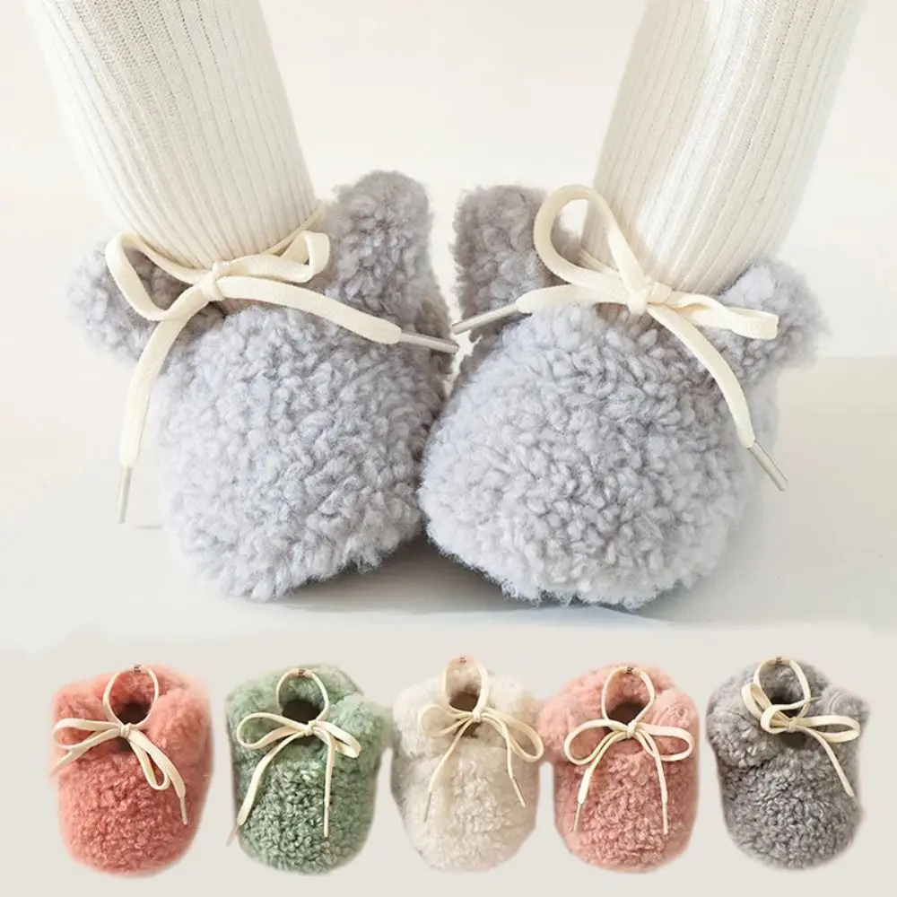 

Cute Lamb Fleece Baby Walking Shoes Soft Newborn Cotton Shoes Thicken Cartoon Crib Boots Winter