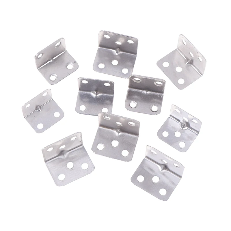 20Pcs Stainless Steel L-Shaped Corner Code 90 Degree Right Angle Fixed Bracket For Wood Furniture Bedframe Cabinet Accessories