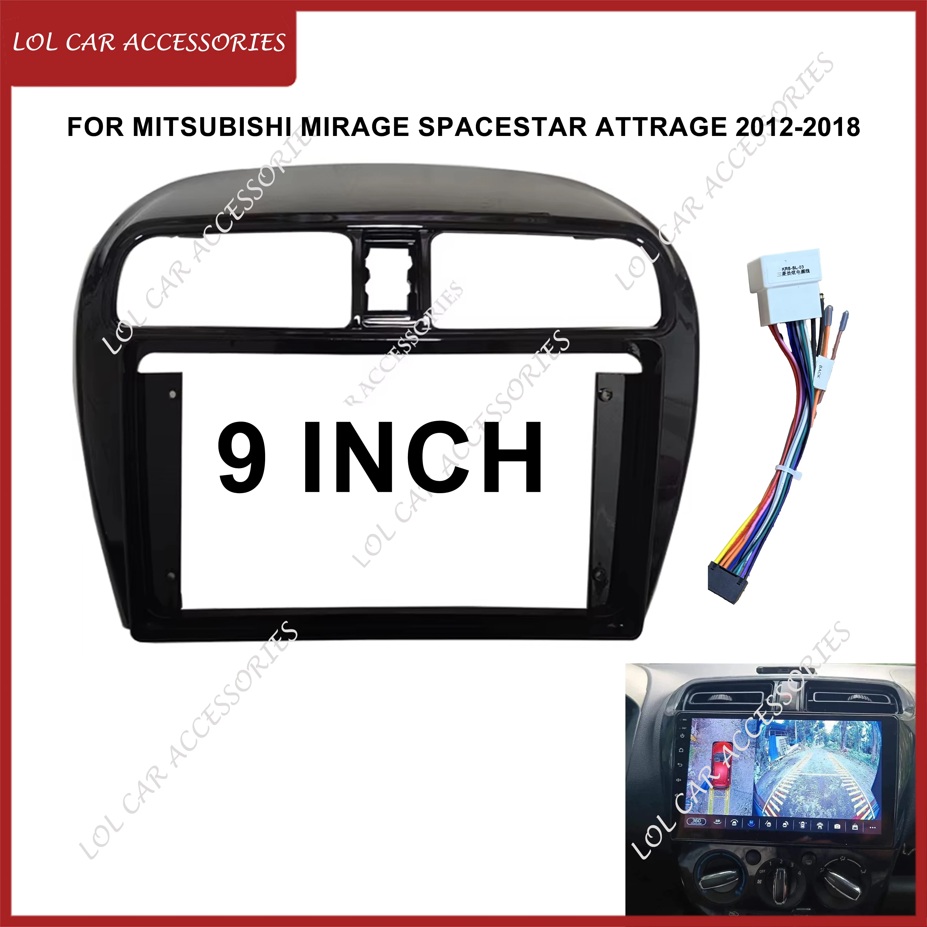 9-Zoll-Autoradio-Frontblende für MITSUBISHI Mirage Spacestar Attrage 2012-2018 2-DIN-Panel DVD GPS MP5 Android Player Armaturenbrett-Rahmen