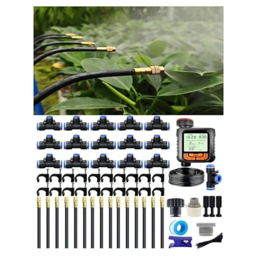 Drip Irrigation System 360 Degree Adjustable Garden Sprinkler with High Output Mist Spray Nozzle for Potted Plants Easy Connect