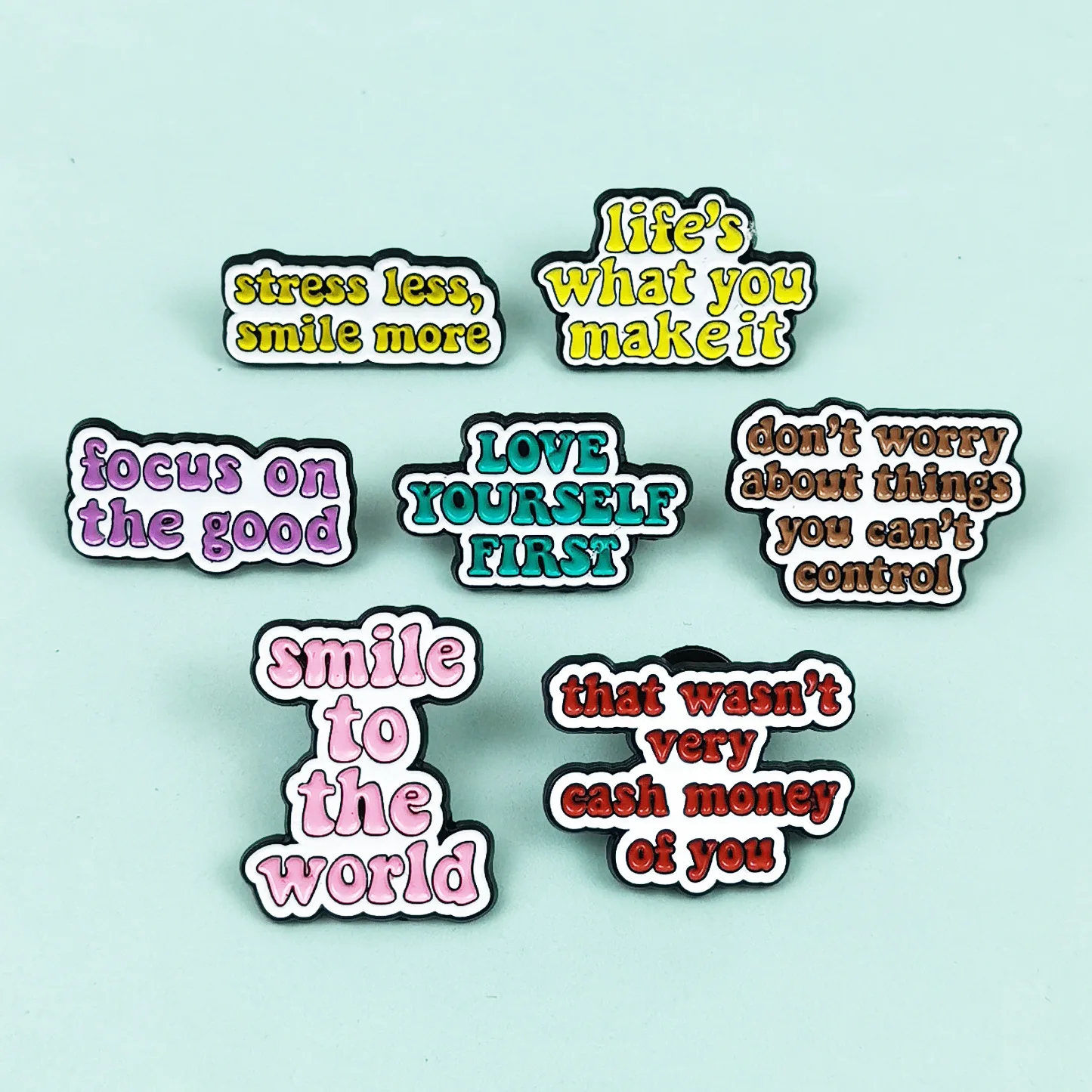 5 Pcs Inspirational Positive Quote Enamel Pins Heart Letter Movie Clapperboard Lapel Brooch Badge for Backpack Clothing
