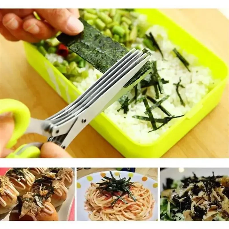 Muti-Layers Kitchen Scissors Stainless Steel Vegetable Cutter Scallion Herb Laver Spices cooking Tool Cut Kitchen Accessories