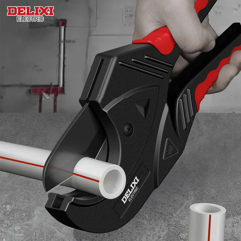 DELIXI ELECTRIC Pipe Cutter,Pipe Scissors SK5 Material Ratchet Cutter PVC/PU/PP/PE Hose Cutting Hand Tool,for Plumber,Homeowners