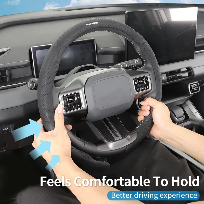 Кожаный чехол на руль автомобиля с перфорацией для KIA GT Line, Forte, Seltos, K5, Sportage, Ceed, Soul, Cerato, Sedon