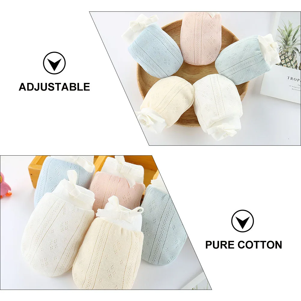 

4Pairs Baby Infant Anti-Scratch Gloves Adjustable Cotton Mittens Newborn Protective Supplies Soft Anti-Grasping Newborn Gloves