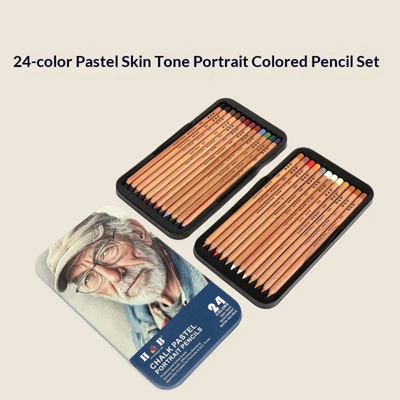 H&B 24 Color Pastel Sketch Charcoal Portrait Colored Pencil Set, Art Student Specific Sketch, Hand Drawn Characterization Pencil