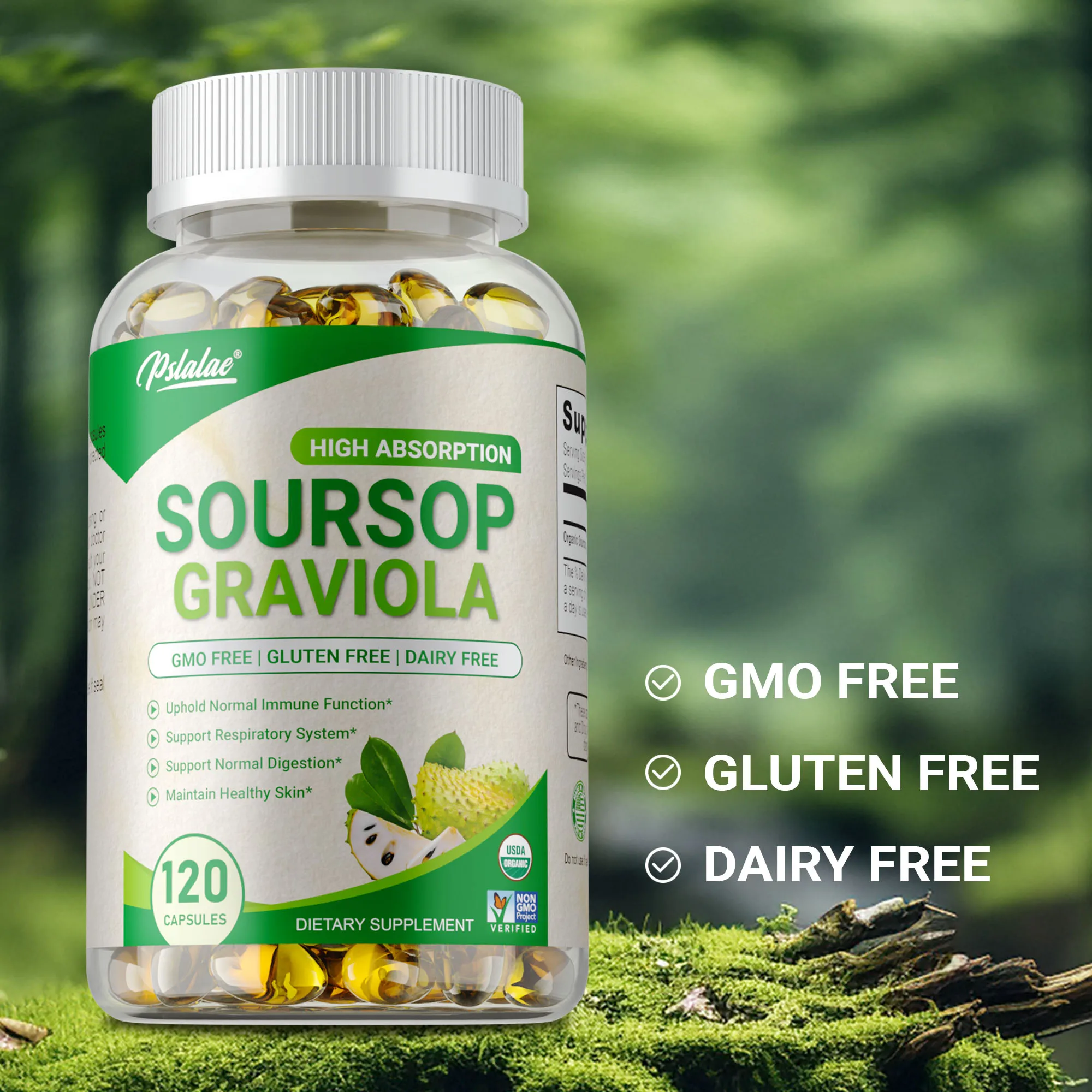 Soursop Graviola Capsules - Improves Mood, Increases Energy Levels, Antioxidant,Promotes Digestion & Cell Health,Boosts Immunity