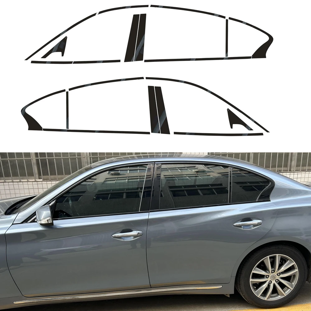 For Infiniti Q50 2013-2023 Sedan Window Chrome Delete Blackout ABC Pillars Glossy Black Stickers