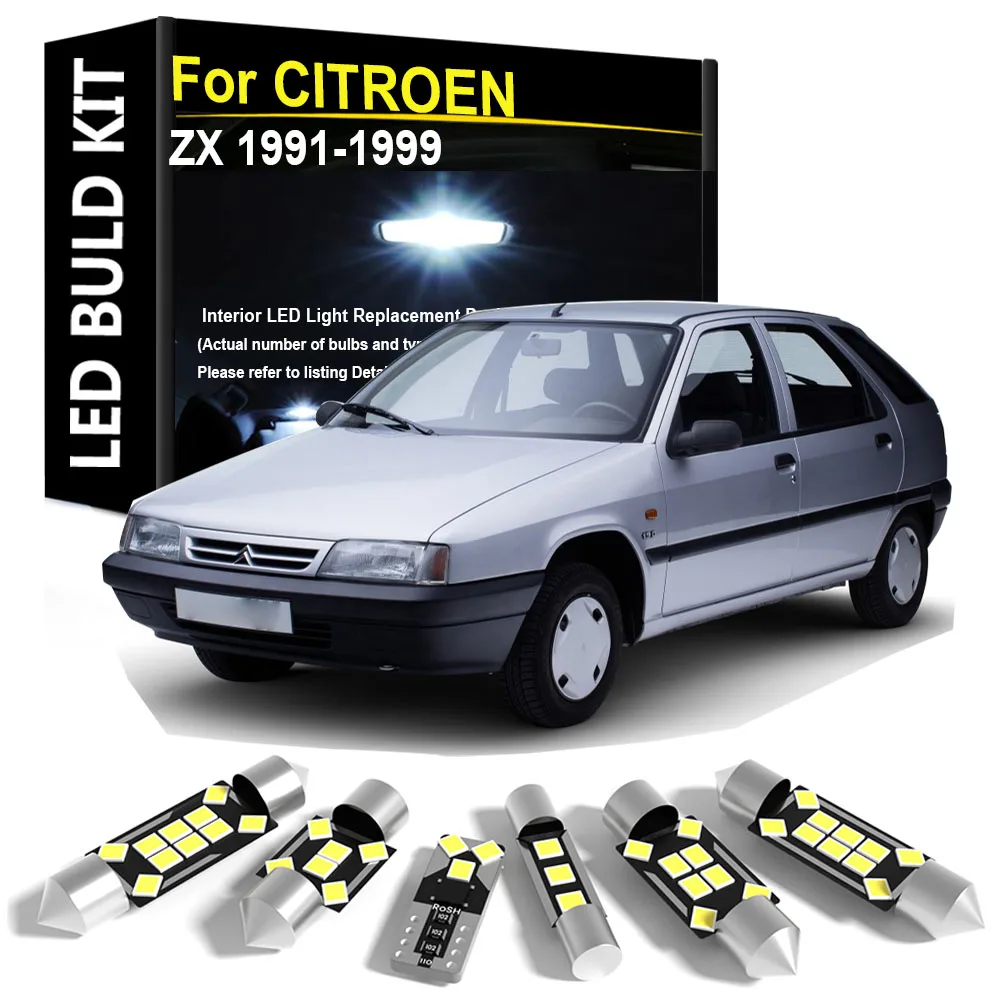 

Car Interior Light LED 6Pcs For CITROEN ZX 1991 1992 1993 1994 1995 1996 1997 1998 1999 Dome Map Trunk Golve Box Light Canbus